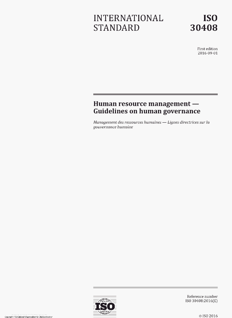 ISO 30408:2016(E)Human resource management-Guidelines on human governance