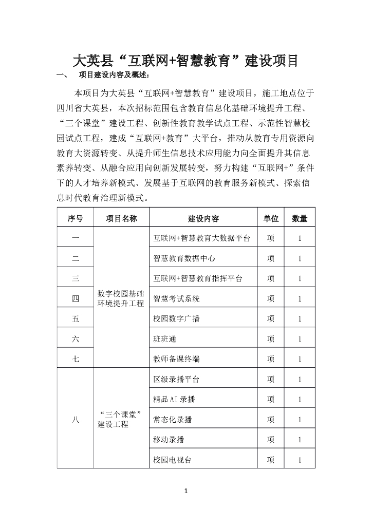 大英县“互联网+智慧教育”建设项目  附件1