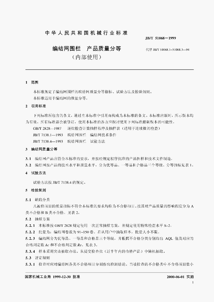 JB/T 51068-1999 标准预览
