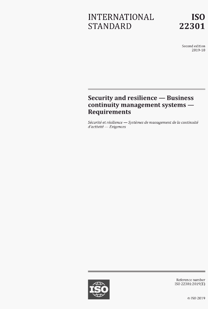 ISO 22301:2019 Security and resilience-Business continuity management systems-Requirements（英文版）
