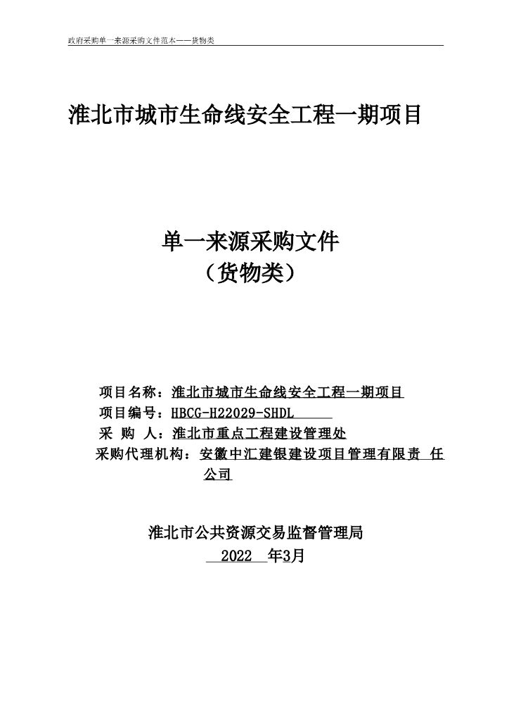 淮北市城市生命线安全工程一期项目-招标文件（定稿）