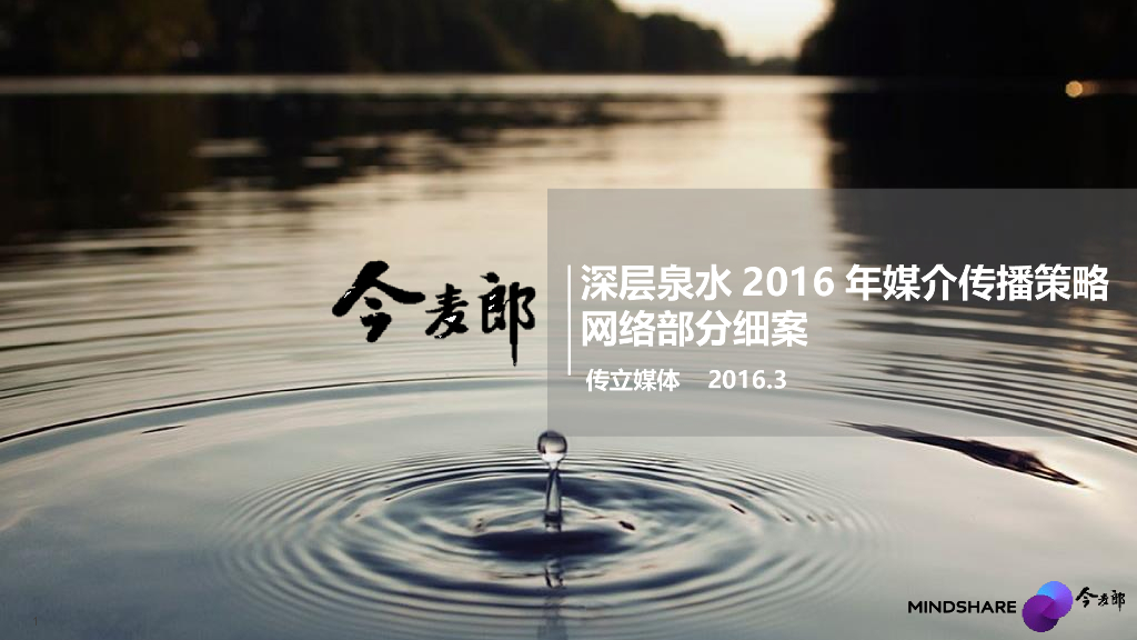 2016年今麦郎深层泉水网络传播细案