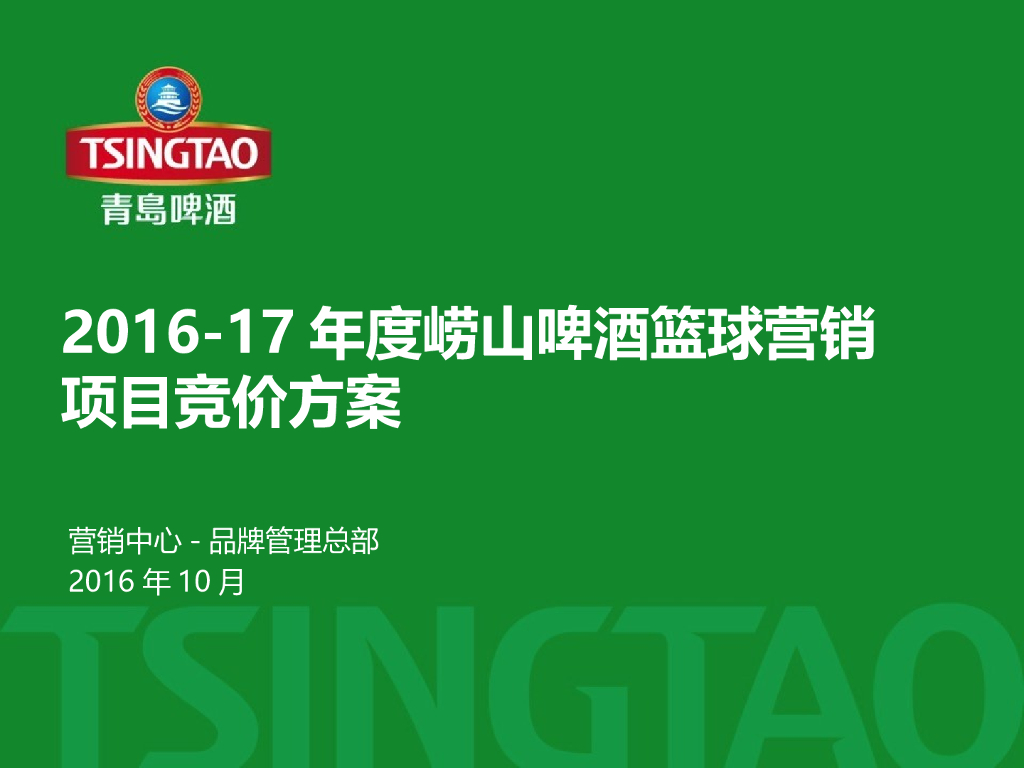 2016-2017年度啤酒篮球营销项目竞价方案