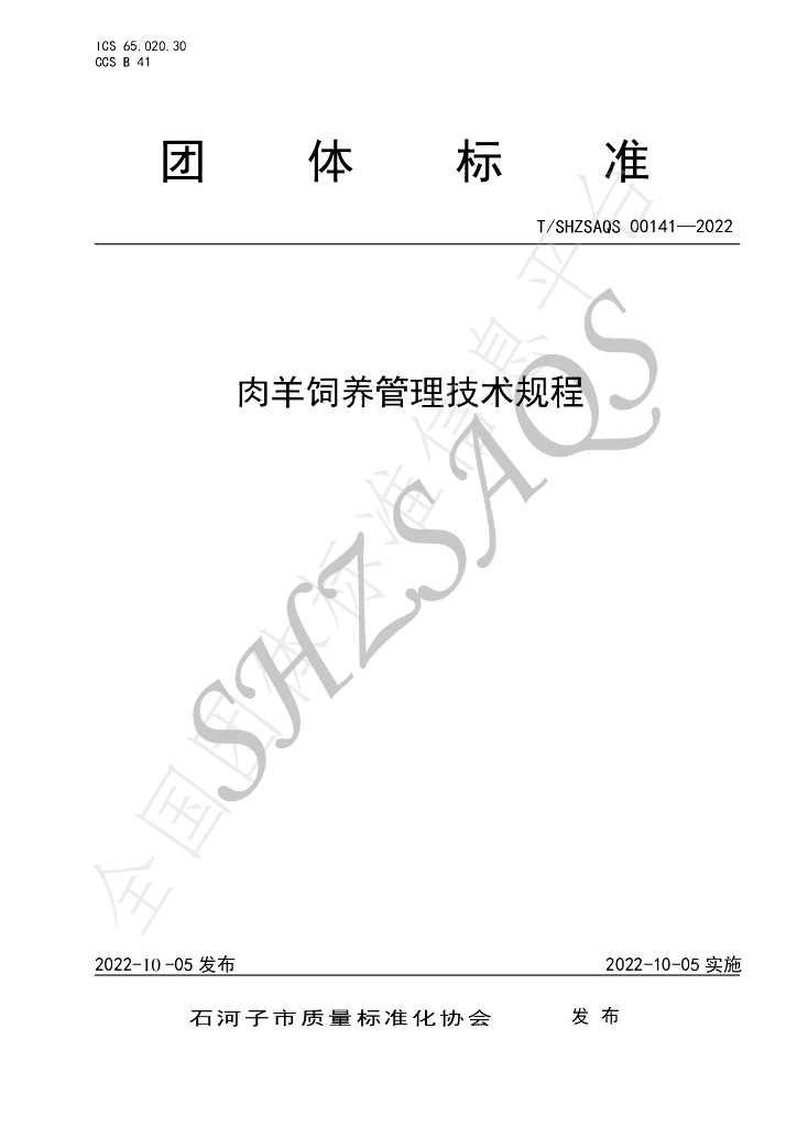 T/SHZSAQS 00141-2022 标准预览