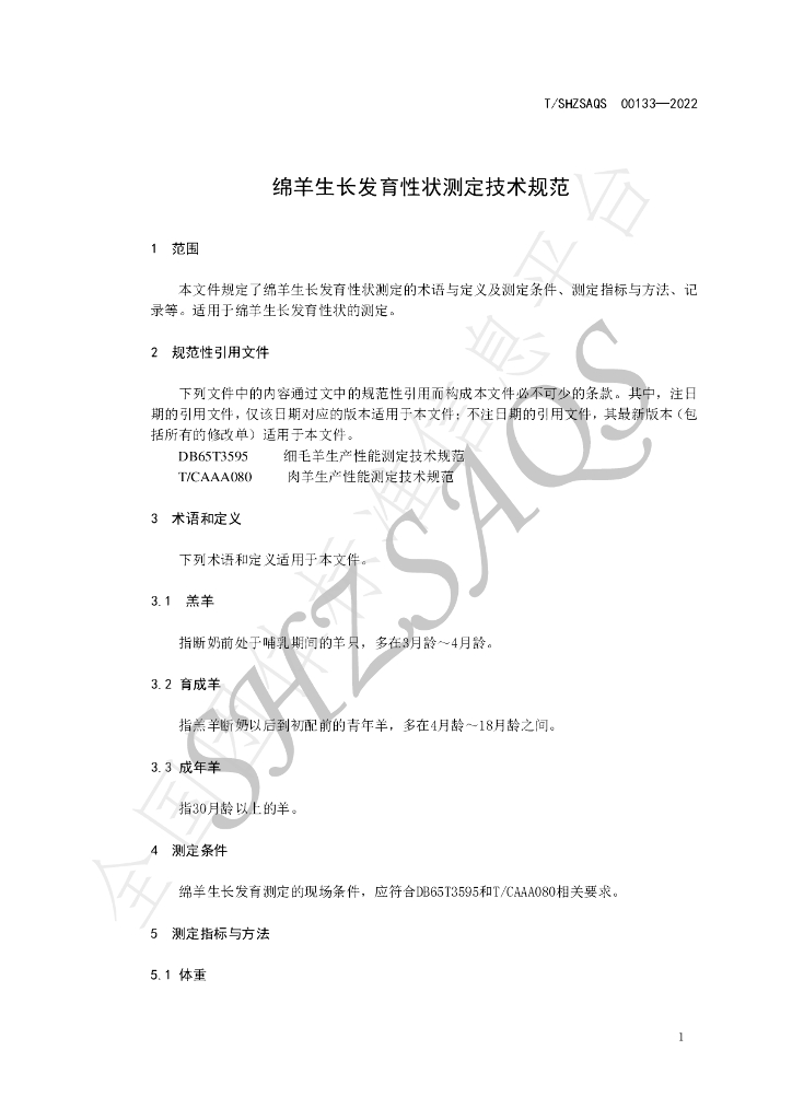 T/SHZSAQS 00133-2022 标准预览
