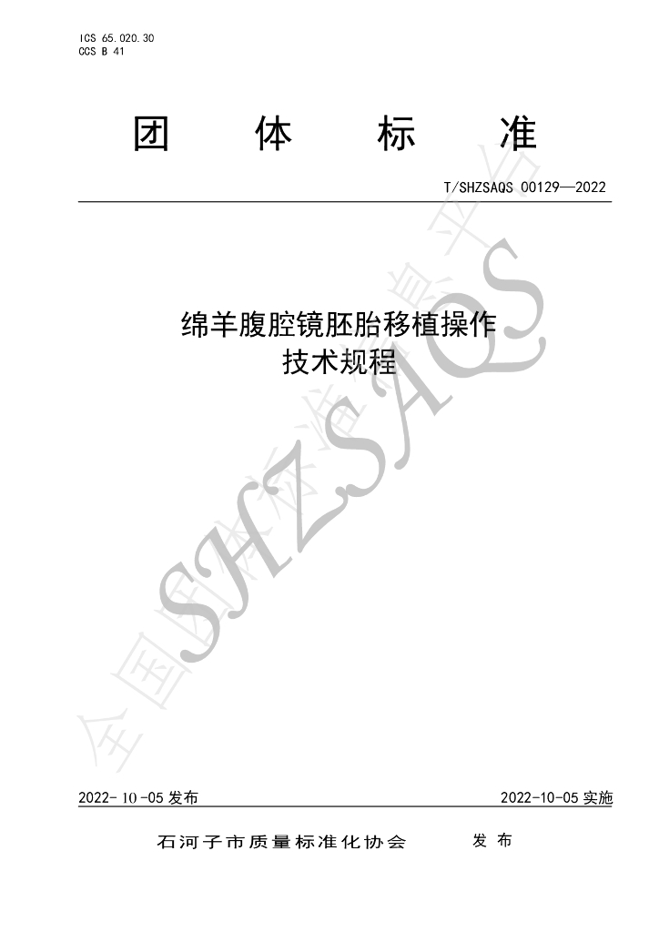 T/SHZSAQS 00129-2022 标准预览