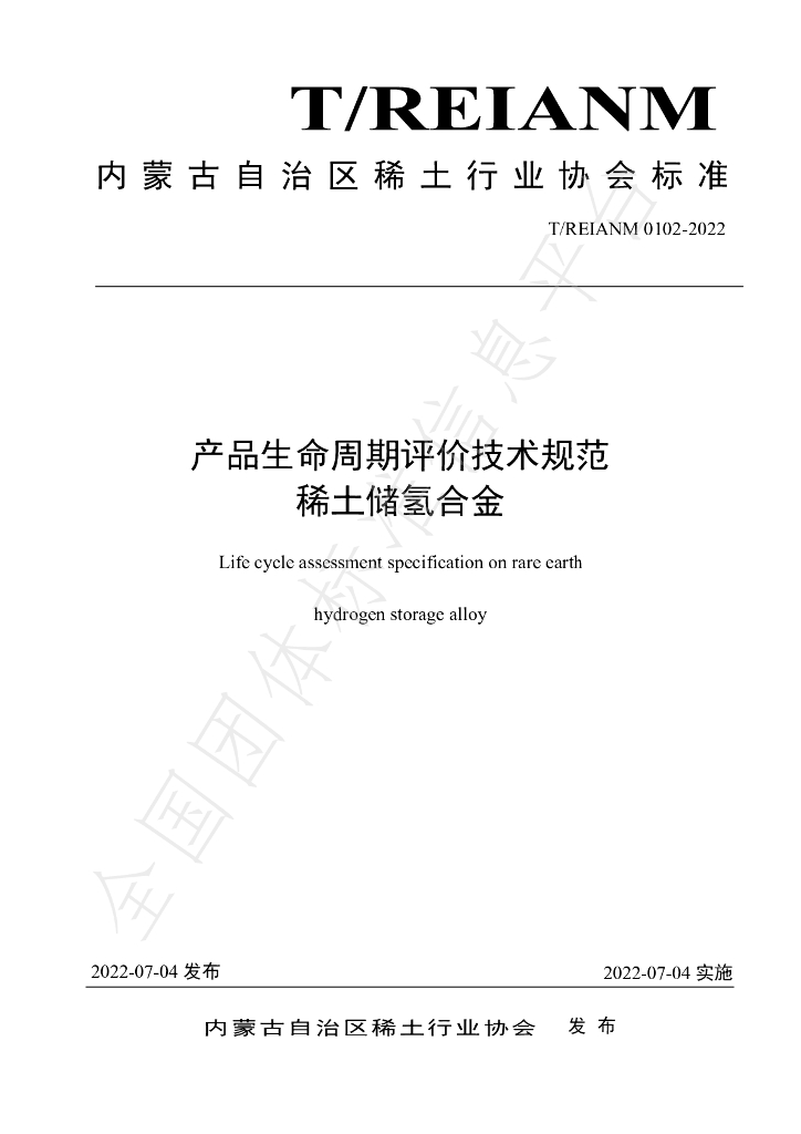 T/REIANM 0102-2022 标准预览