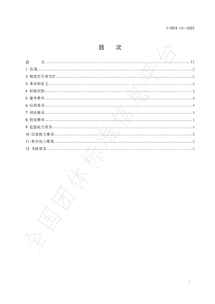 T/ZGTX 12-2022 标准预览