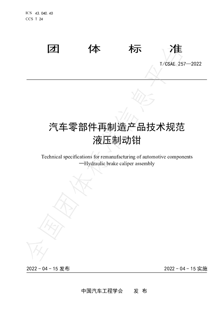 T/CSAE 257-2022 标准预览