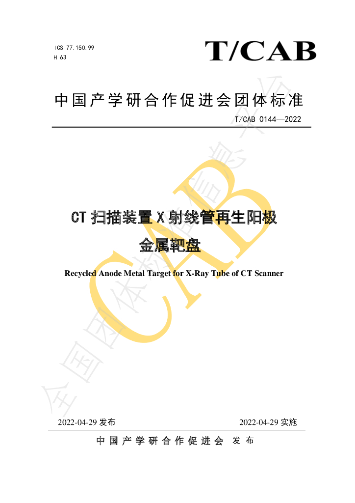 T/CAB 0144-2022 标准预览