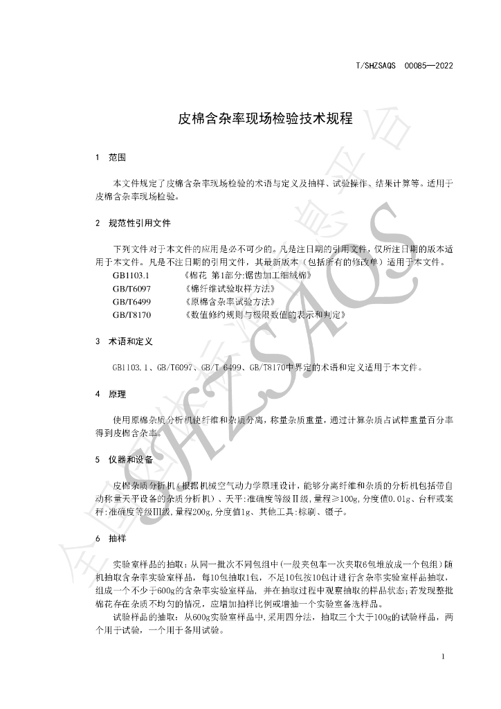 T/SHZSAQS 00085-2022 标准预览
