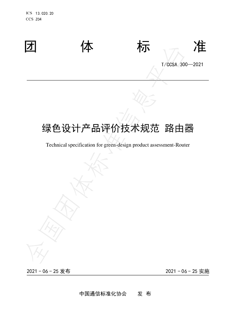 T/CCSA 300-2021 标准预览