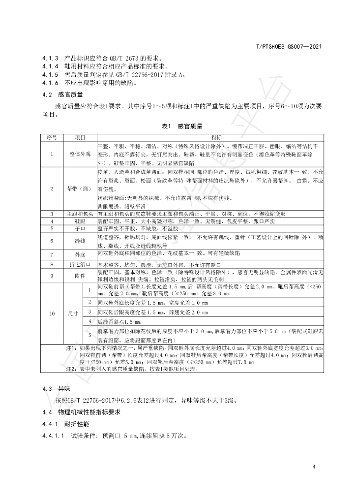 T/PTSHOES GS007-2021 标准预览