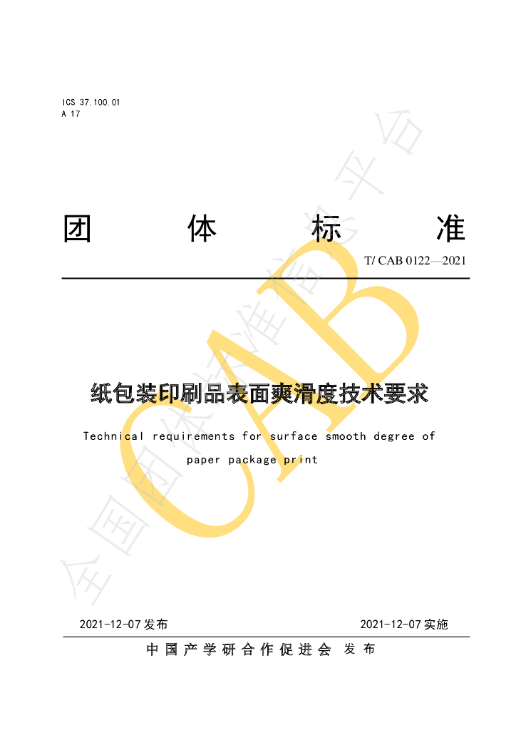 T/CAB 0122-2021 标准预览