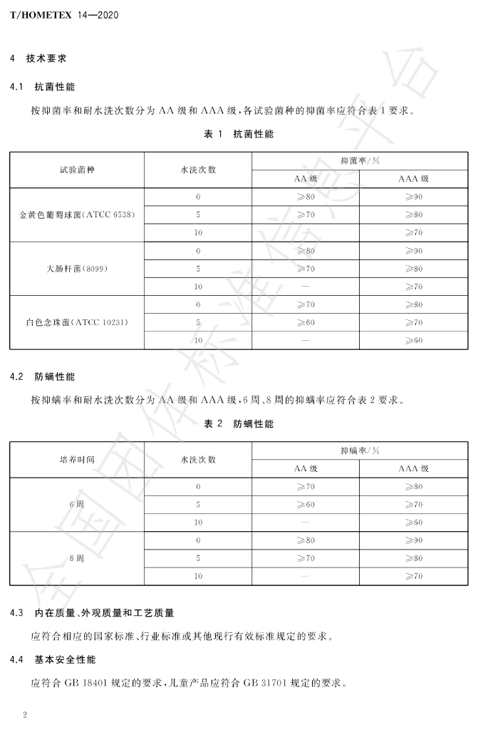 T/HOMETEX 14-2020 标准预览