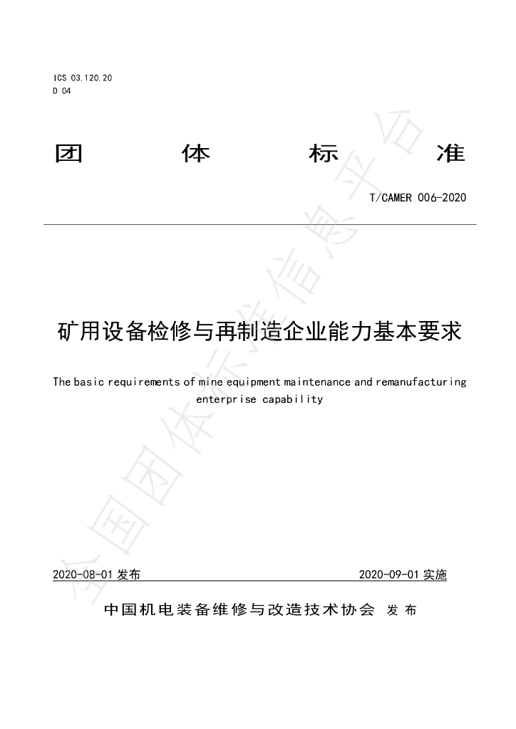T/CAMER 006-2020 标准预览