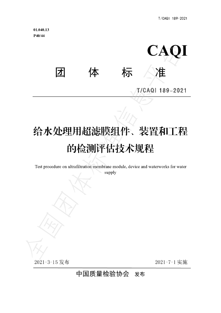 T/CAQI 189-2021 标准预览