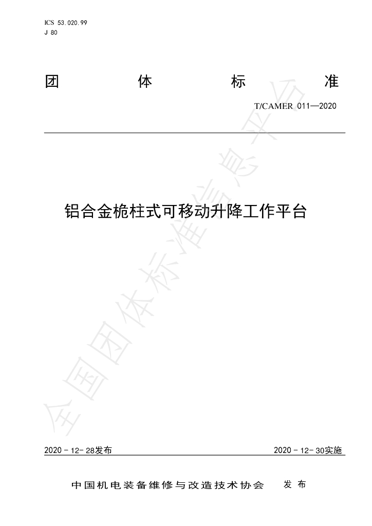 T/CAMER 011-2020 标准预览