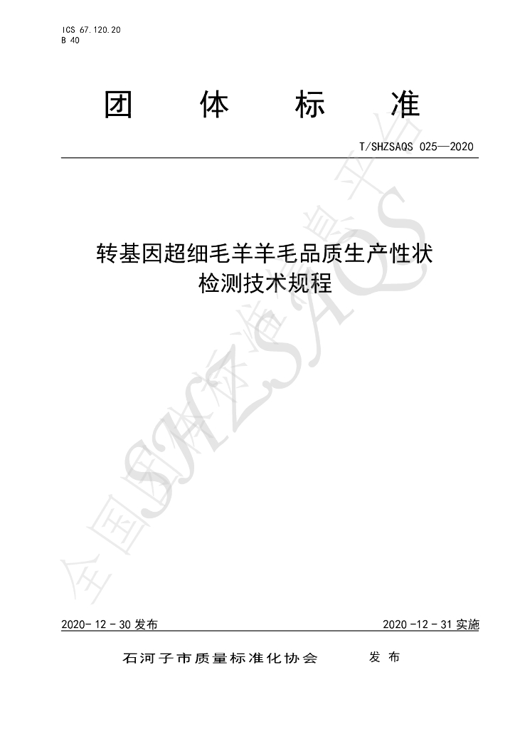 T/SHZSAQS 025-2020 标准预览