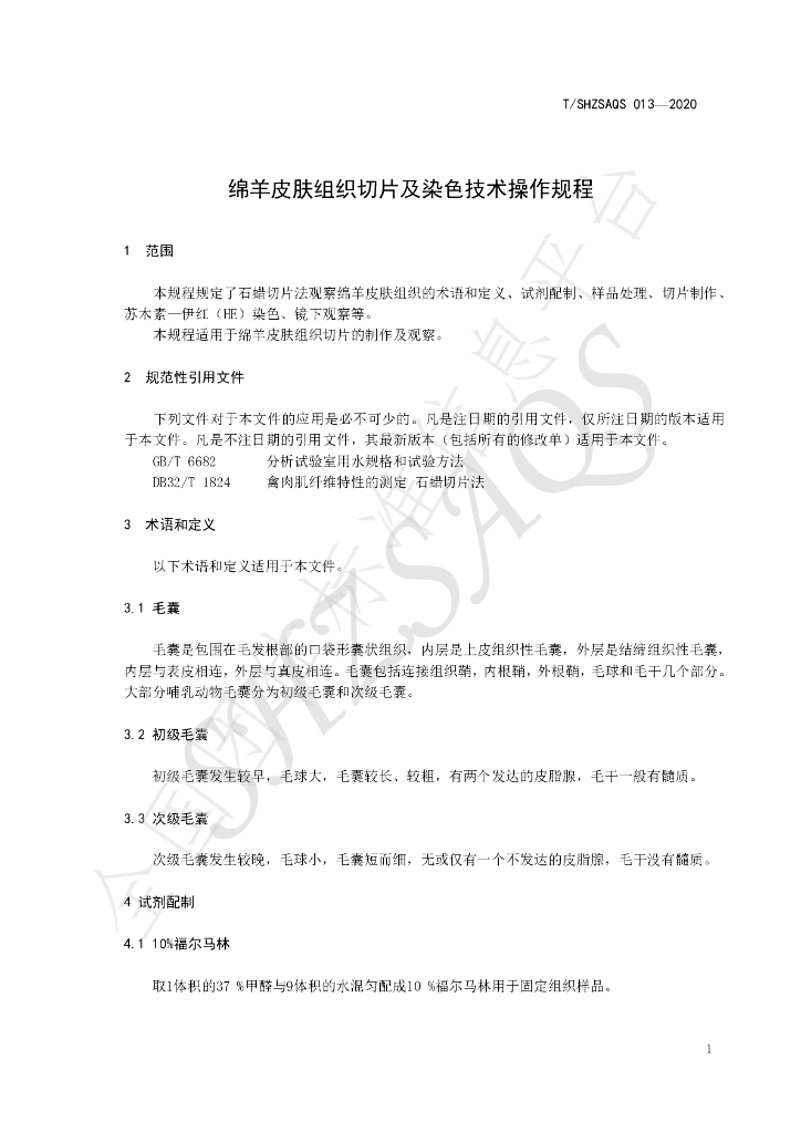 T/SHZSAQS 013-2020 标准预览