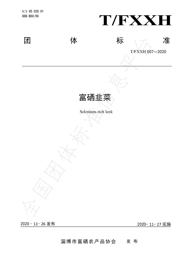 T/FXXH 007-2020 标准预览