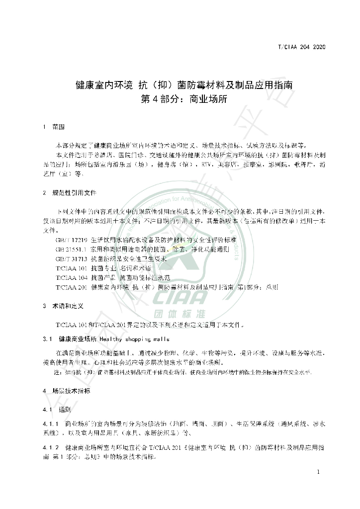 T/CIAA 204-2020 标准预览