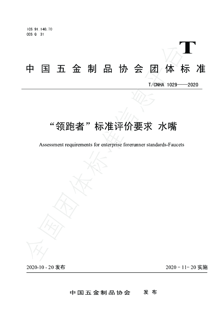 T/CNHA 1029-2020 标准预览