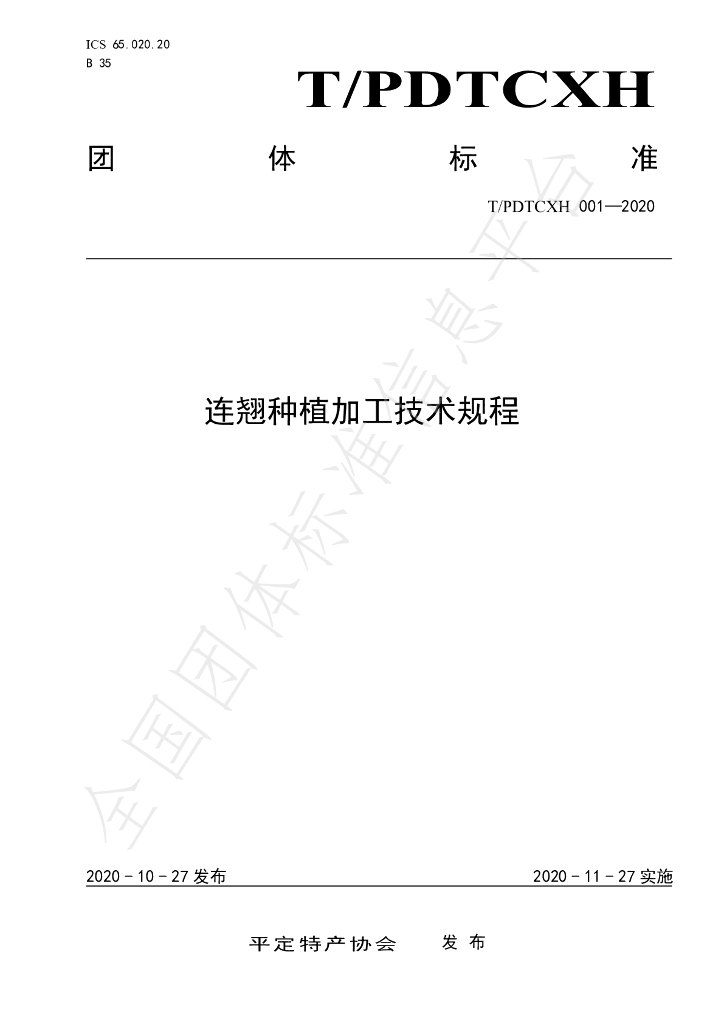 T/PDTCXH 001-2020 标准预览