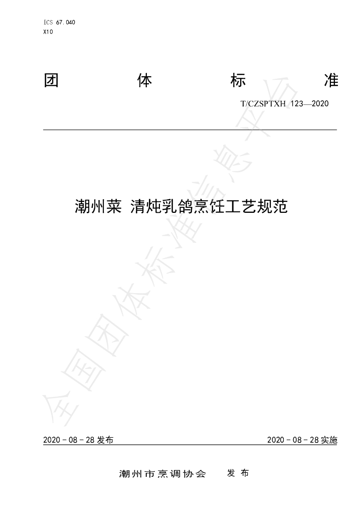 T/CZSPTXH 123-2020 标准预览