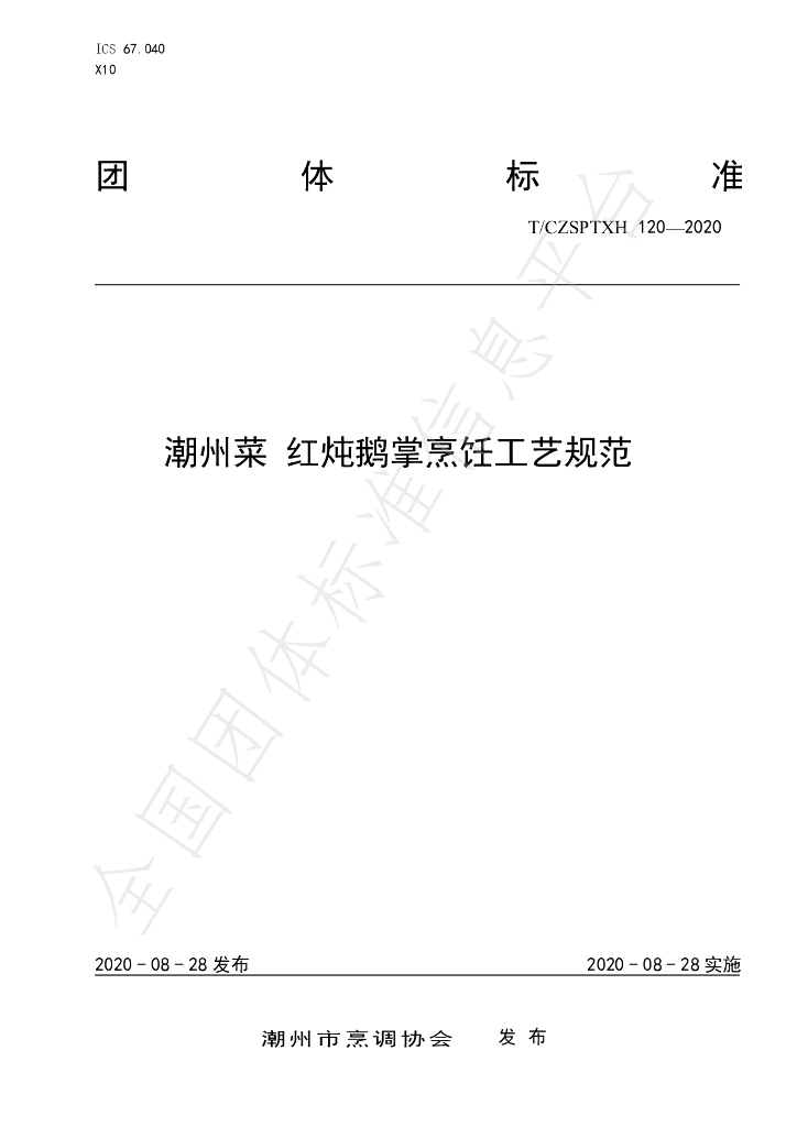 T/CZSPTXH 120-2020 标准预览