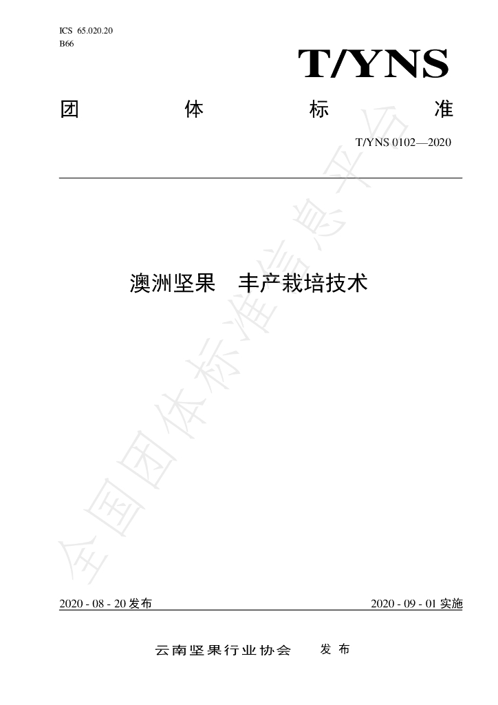 T/YNS 0102-2020 标准预览