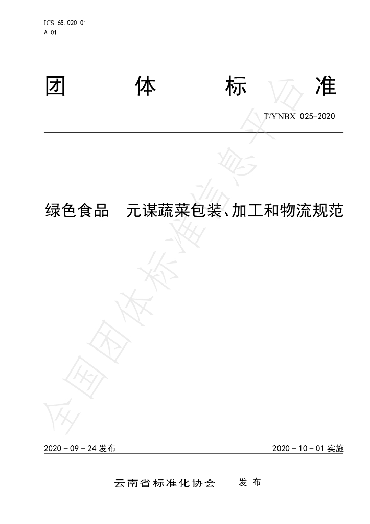 T/YNBX 025-2020 标准预览