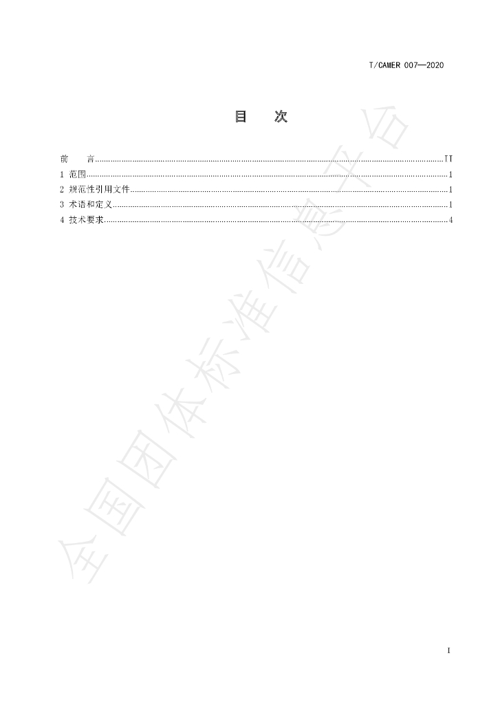 T/CAMER 007-2020 标准预览