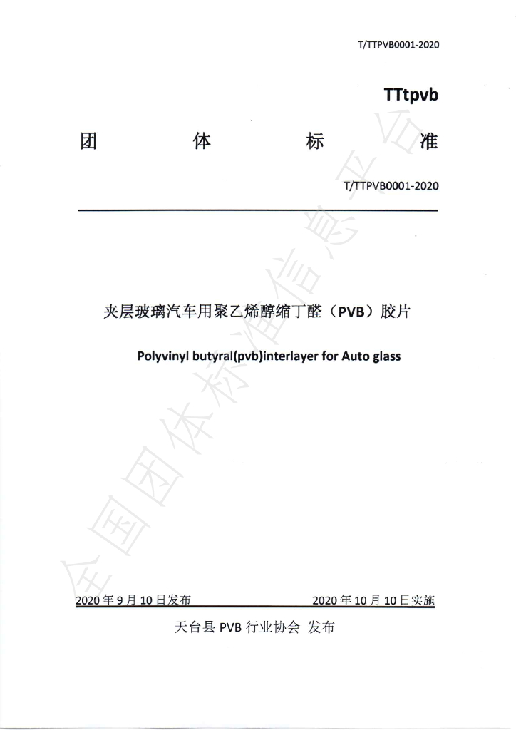 T/TTPVB 0001-2020 标准预览