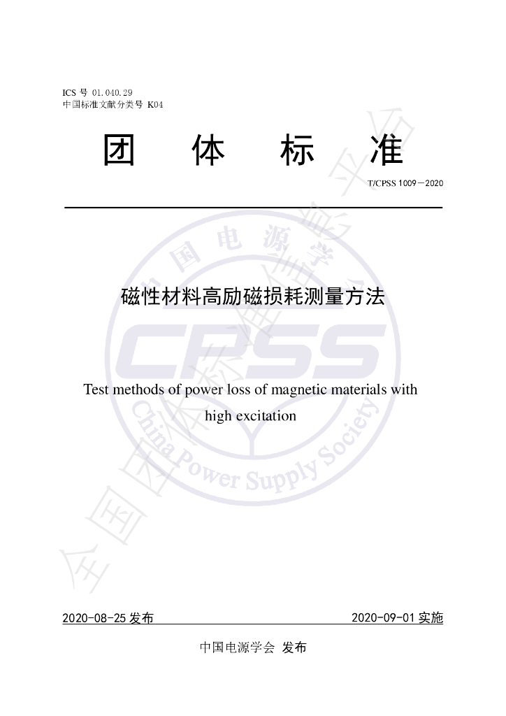 T/CPSS 1009-2020 标准预览