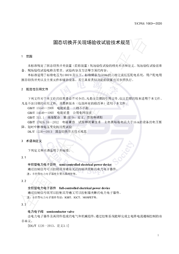 T/CPSS 1003-2020 标准预览