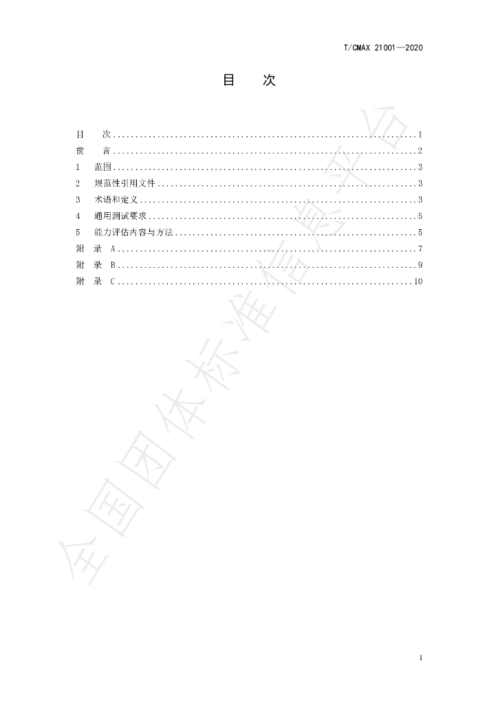 T/CMAX 21001-2020 标准预览