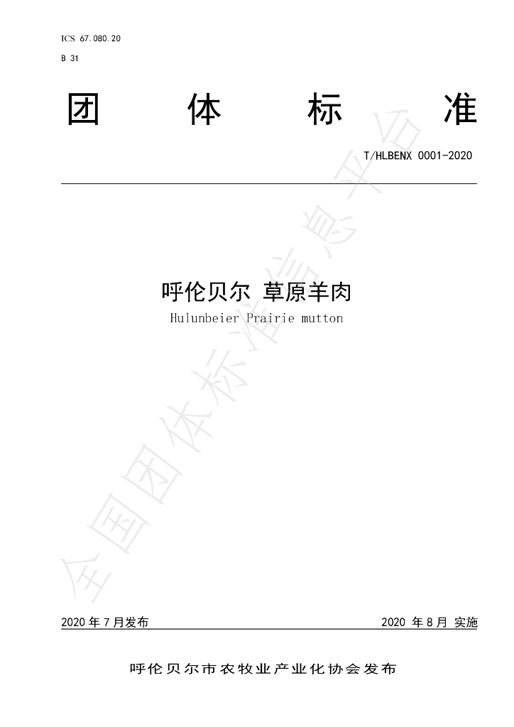 T/HLBENX 0001-2020 标准预览
