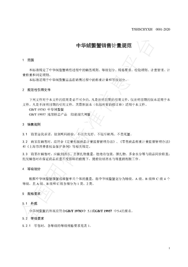 T/SHSCHYXH 000001-2020 标准预览