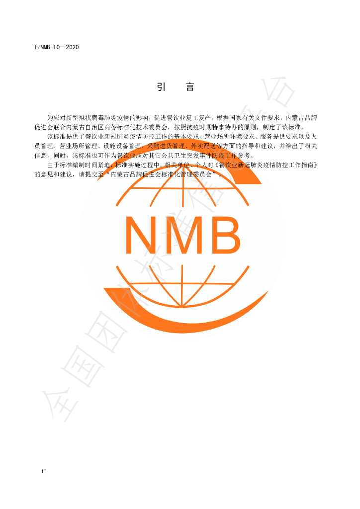 T/NMB 10-2020 标准预览