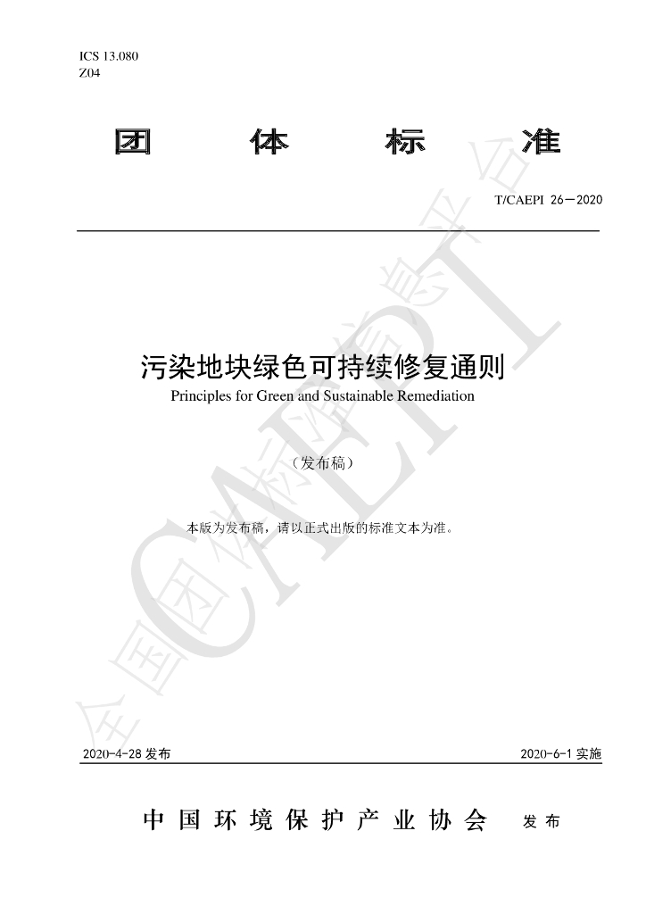 T/CAEPI 26-2020 标准预览