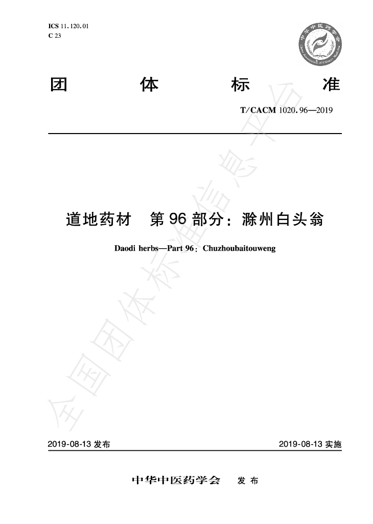 T/CACM 1020.96-2019 标准预览
