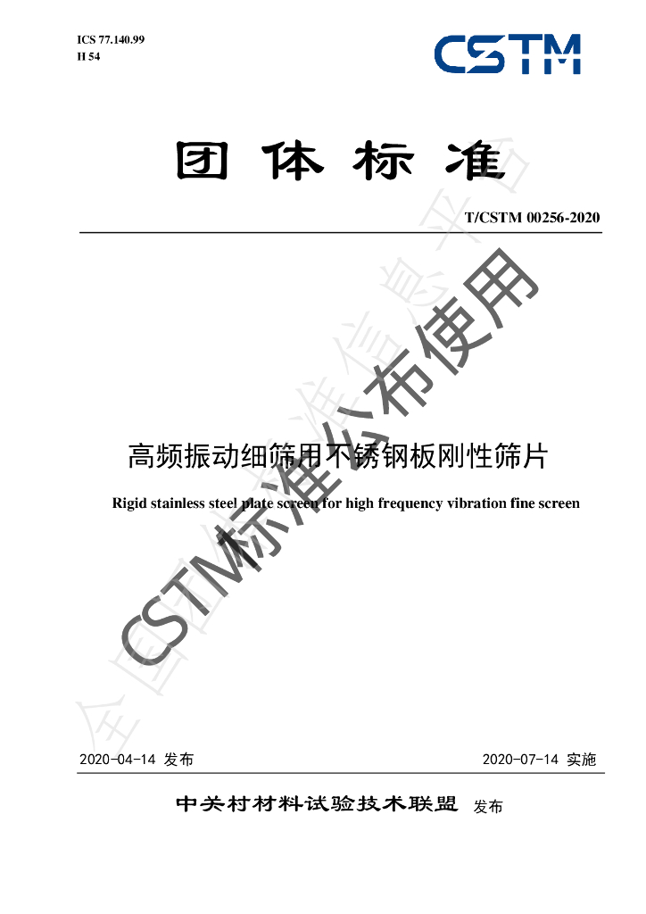 T/CSTM 00256-2020 标准预览