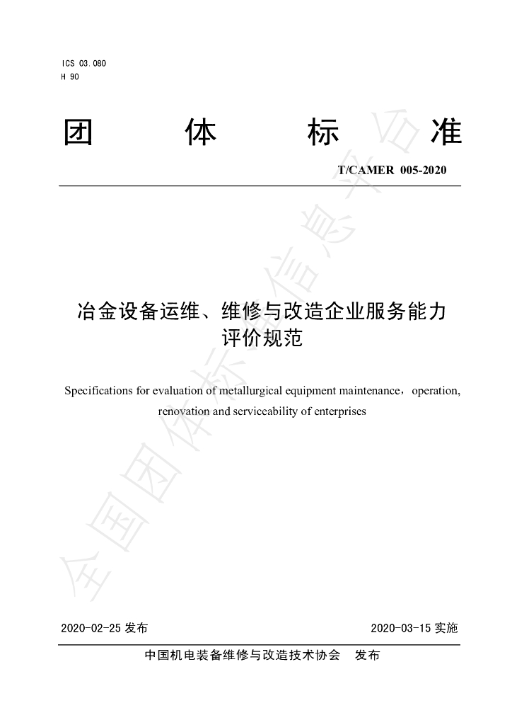 T/CAMER 005-2020 标准预览