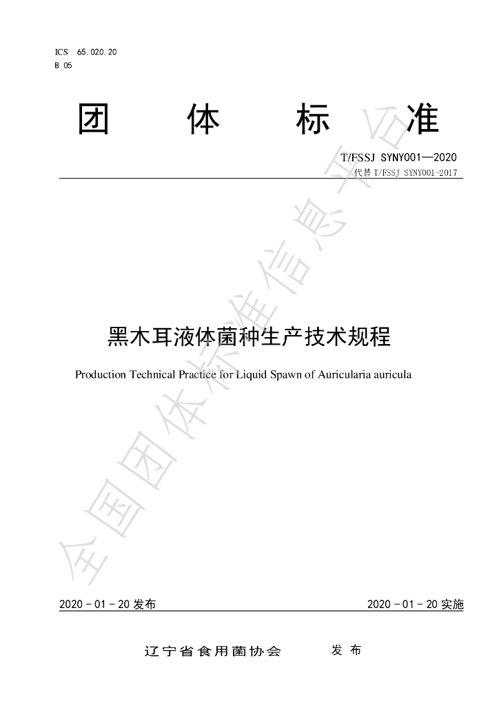 T/FSSJ SYNY001-2020 标准预览