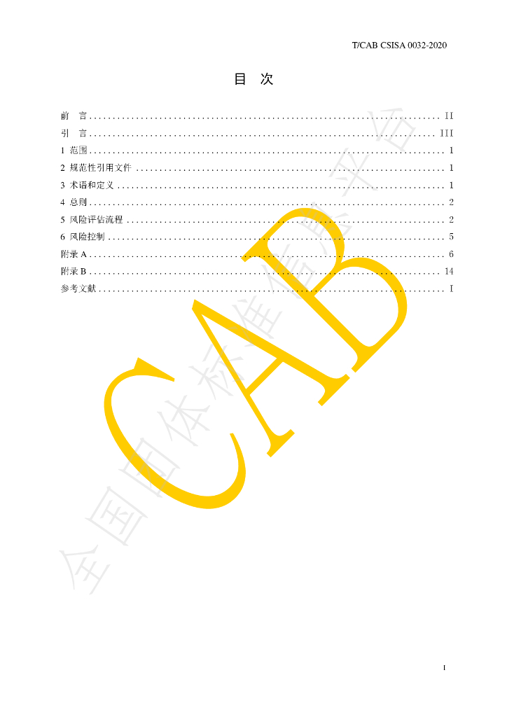 T/CAB CSISA0032-2020 标准预览
