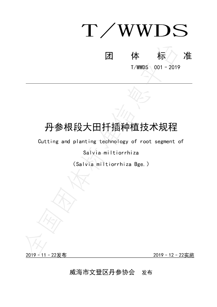 T/WDDS 001-2019 标准预览