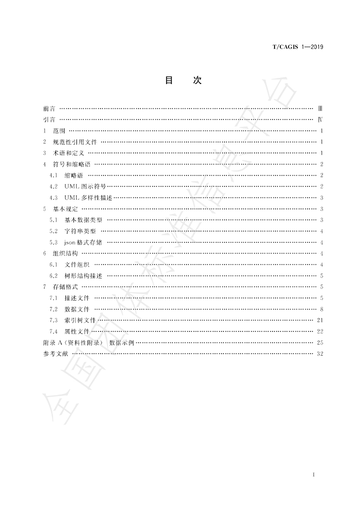 T/CAGIS 1-2019 标准预览