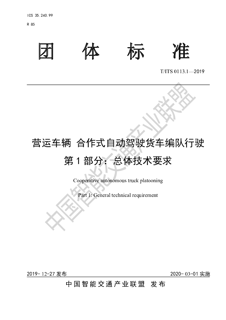 T/ITS 0113.1-2019 标准预览