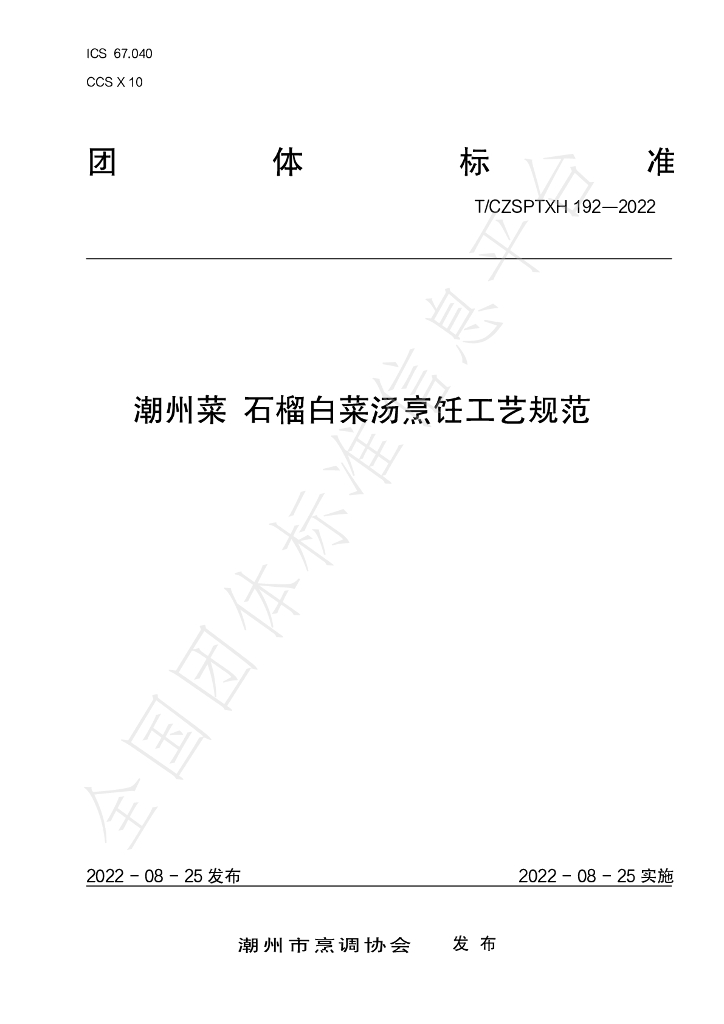 T/CZSPTXH 192-2022 标准预览